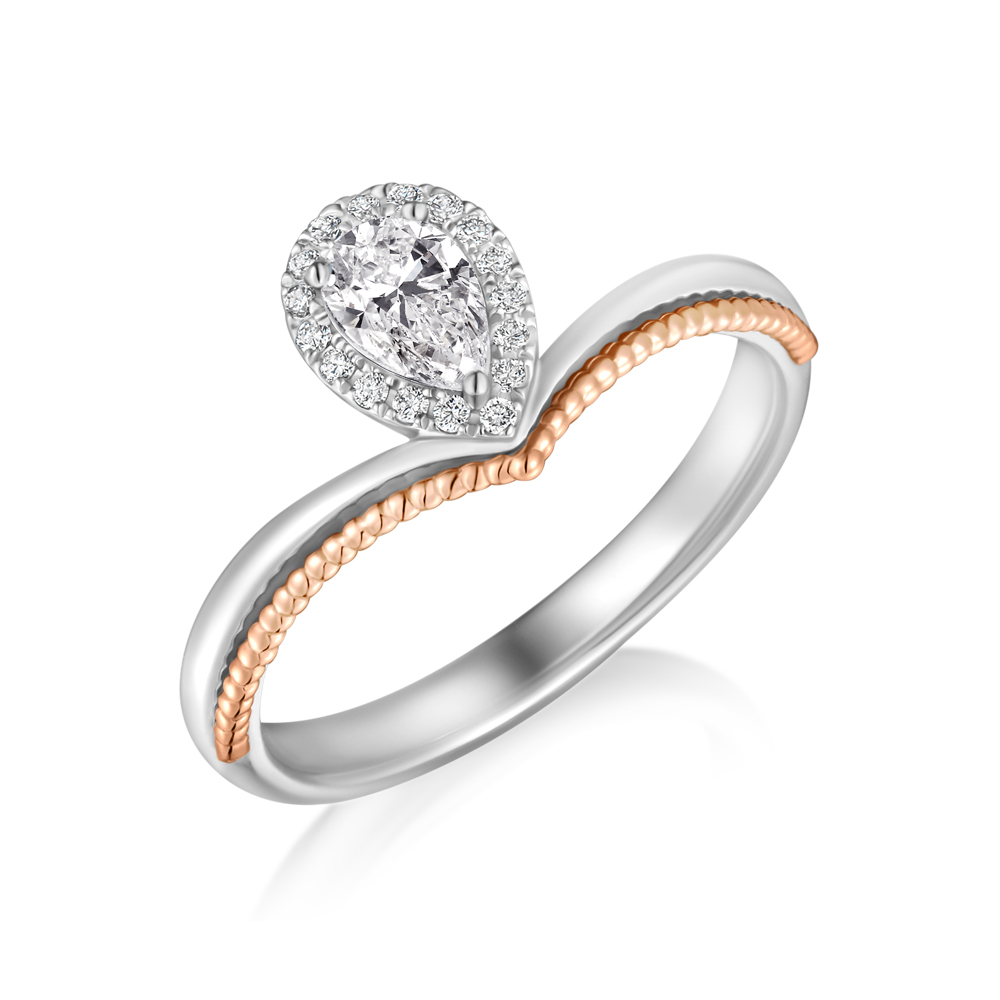 Glory-Pear 30分-40分水滴形設計婚戒鑽戒