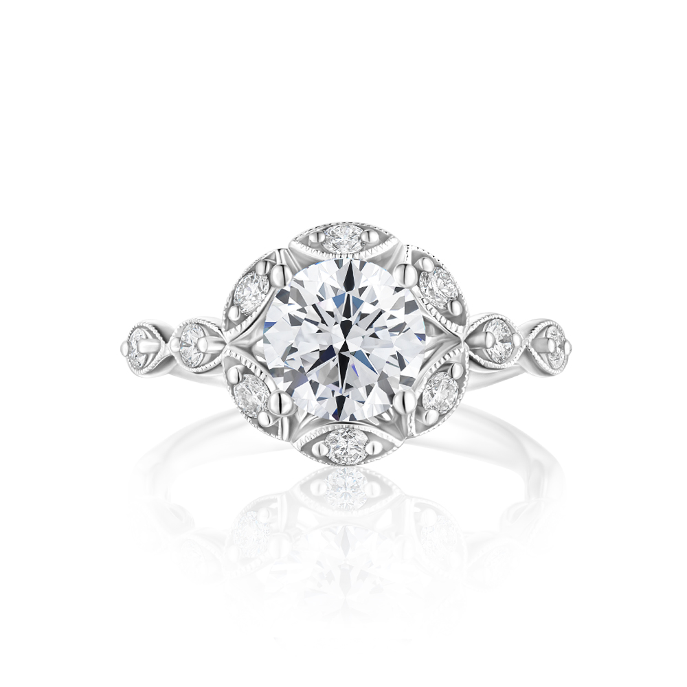 Vintage-Round 80分-1克拉圓形古典婚戒鑽戒