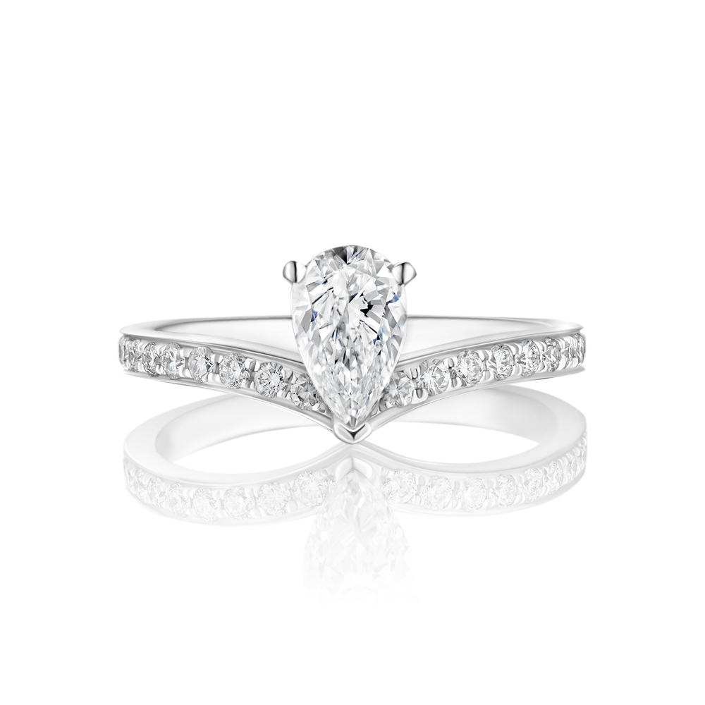 Flux-Pear 30分-40分水滴形設計婚戒鑽戒