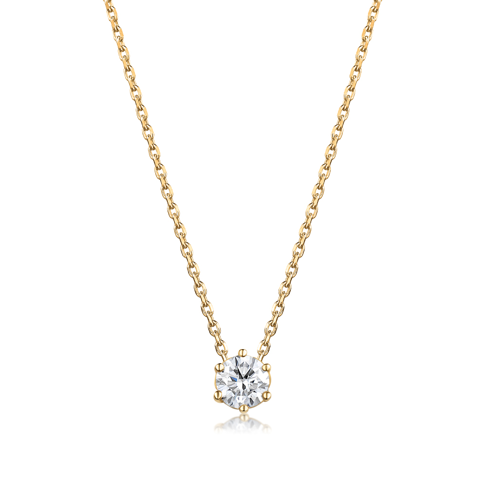 Classic-Round 30分-1克拉圓形經典六爪單鑽項鍊