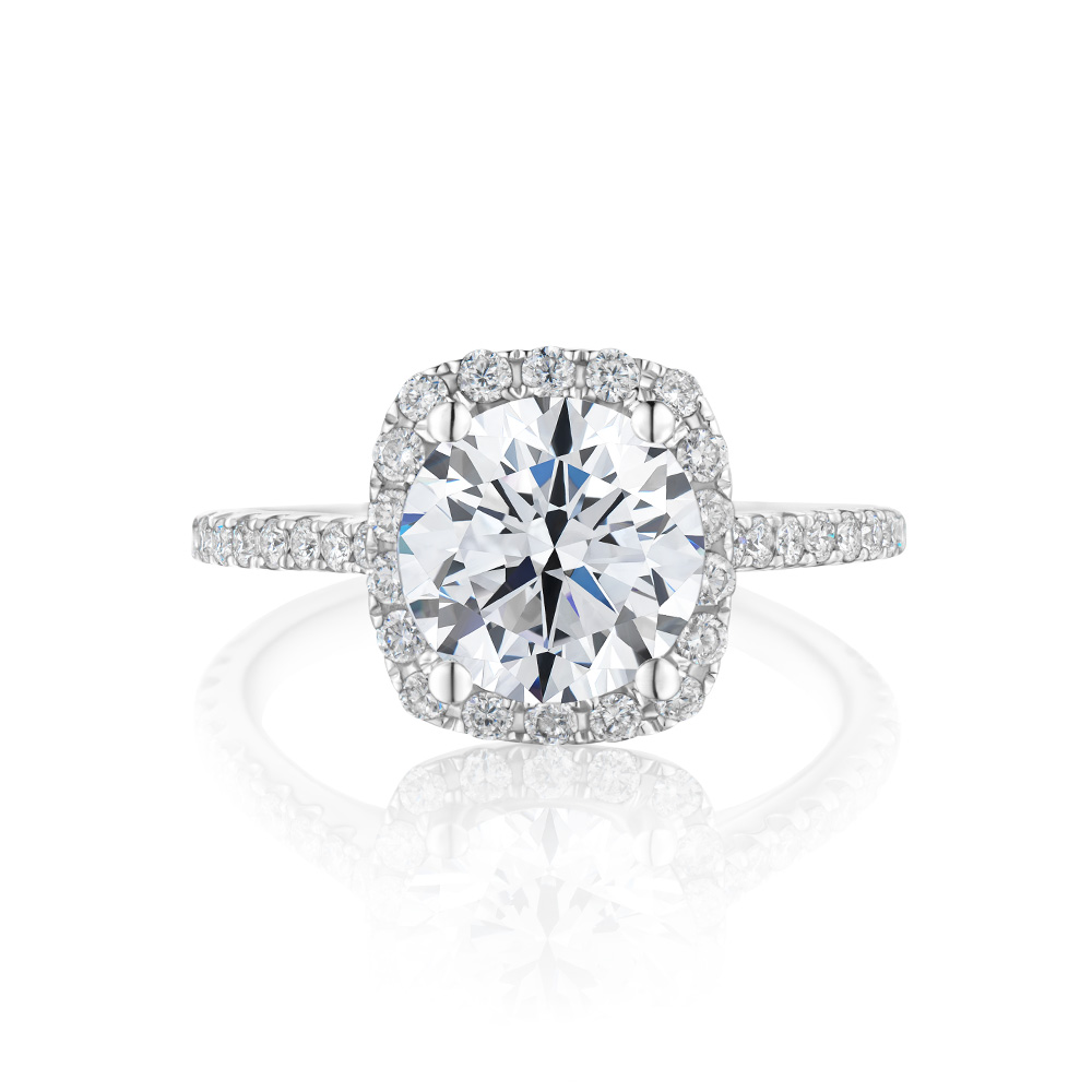 Glory-Round 1-2克拉圓形光環婚戒鑽戒