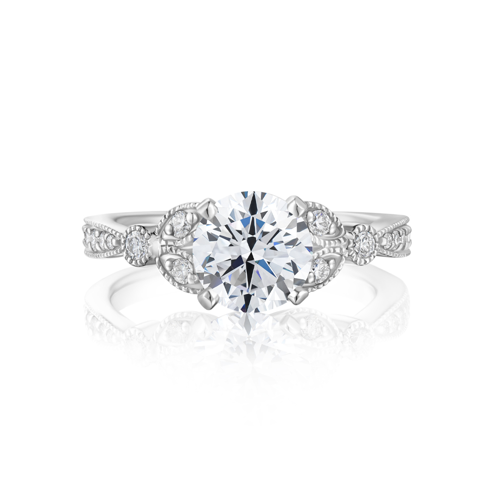 Vintage-Round 80分-1克拉圓形古典婚戒鑽戒