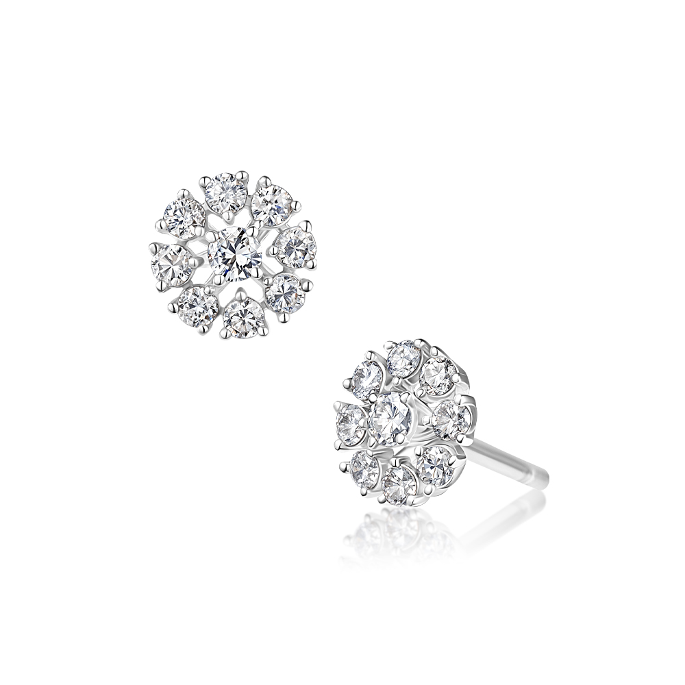Classic-Round 圓形拚鑲鑽石經典耳環