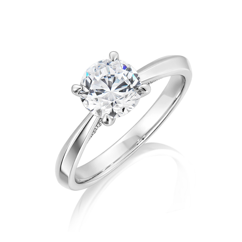 Classic-Round 1克拉圓形經典四爪婚戒鑽戒