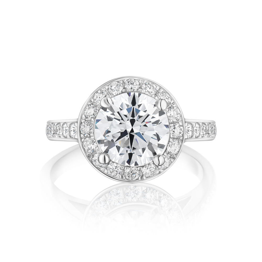 Glory-Round 80分-1克拉圓形光環婚戒鑽戒